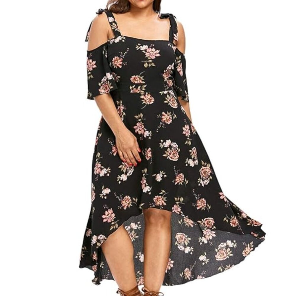 Nextmia High Low Floral Cold Shoulder Maxi Dress Plus Size 22 Work Summer Casual